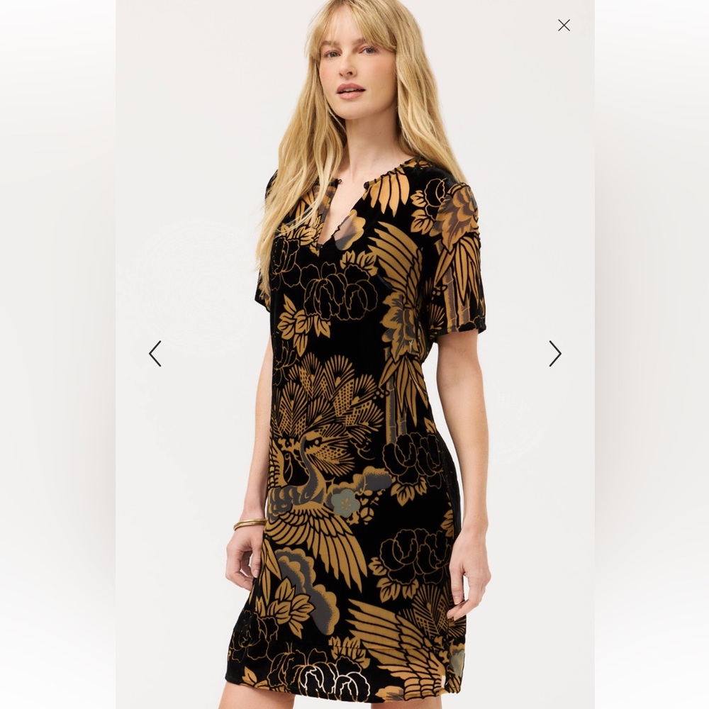 Johnny Was Modet Short Dress Lyla Burnout Brown Black Size Small NWT